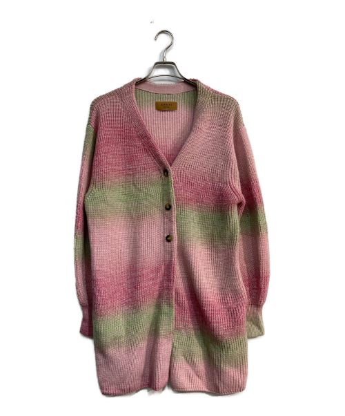 Ameri（アメリ）AMERI (アメリ) UND MIX LONG STRAIGHT KNIT CARDIGAN　02220190410 ピンク×グリーン サイズ:-の古着・服飾アイテム