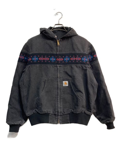 CarHartt（カーハート）CarHartt (カーハート) ネイティブ柄切替ダックジャケット　アクティブジャケット　90s ブラック サイズ:Lの古着・服飾アイテム