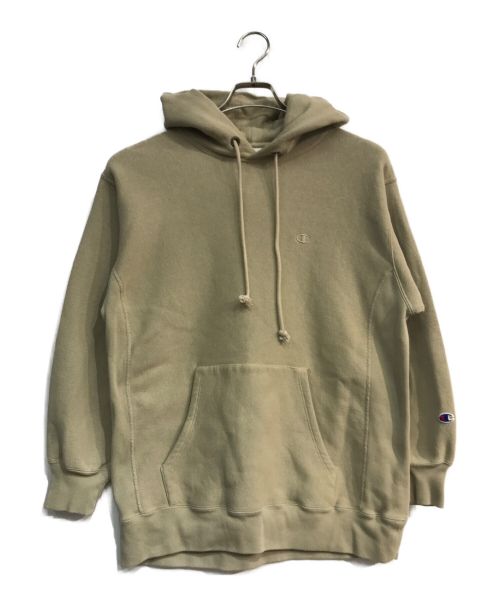 Champion（チャンピオン）Champion (チャンピオン) RHC Ron Herman (アールエイチシーロンハーマン) 別注pullover hoodie　CWSU107　リバースウィーブ　エルボーパッチ ベージュ サイズ:Sの古着・服飾アイテム