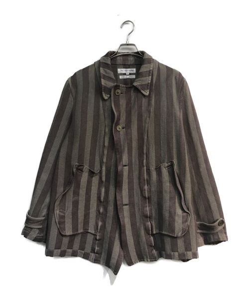 COMME des GARCONS SHIRT（コムデギャルソンシャツ）COMME des GARCONS SHIRT (コムデギャルソンシャツ) ストライプジャケット　S11002　インサイドアウト　00s グレー×ブラウン サイズ:Mの古着・服飾アイテム