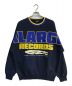 X-LARGE（エクストララージ）の古着「RECORDS LOGO CREWNECK SWEAT　ネイビー×イエロー　ロゴ刺繍」｜ネイビー