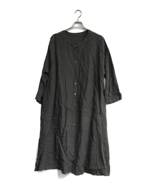 nest Robe（ネストローブ）nest Robe (ネストローブ) リネンカラーギンガム2wayワンピース　01224-1260 グレー×ブラック サイズ:Freeの古着・服飾アイテム