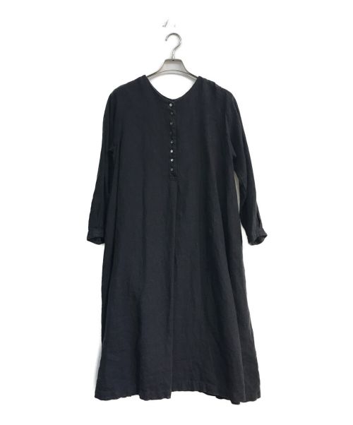 nest Robe（ネストローブ）nest Robe (ネストローブ) 起毛リネンボタンドワンピース　01204-1594 ブラック サイズ:Freeの古着・服飾アイテム