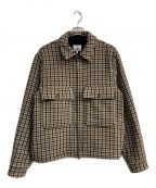 WOOLRICHウールリッチ）の古着「FLANNEL OVERSHIRT　WOOS0094　シャツジャケット　ベージュｘブラウン」｜ベージュ×ブラウン