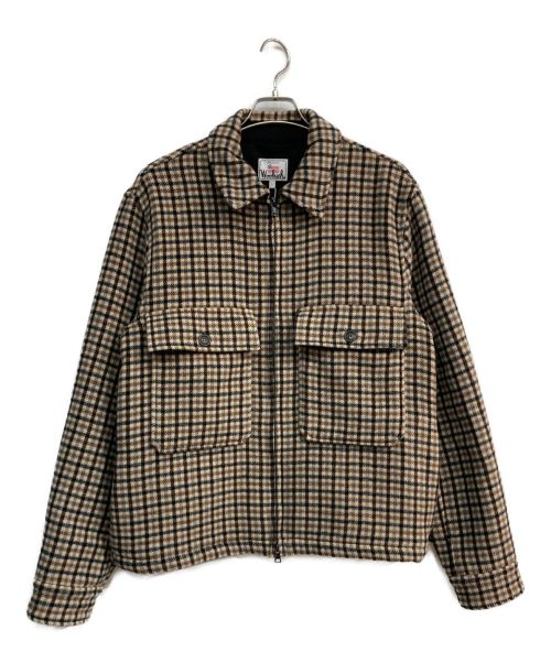 WOOLRICH（ウールリッチ）WOOLRICH (ウールリッチ) FLANNEL OVERSHIRT　WOOS0094　シャツジャケット　ベージュｘブラウン ベージュ×ブラウン サイズ:L 未使用品の古着・服飾アイテム