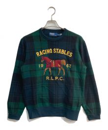 POLO RALPH LAUREN（ポロ・ラルフローレン）の古着「RACING STABLES スウェット ブラックウォッチ 」｜グリーン