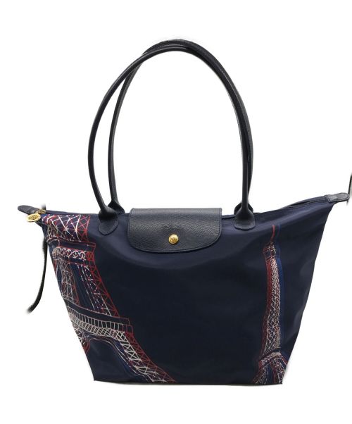 LONGCHAMP（ロンシャン）LONGCHAMP (ロンシャン) トートバッグ　エッフェル塔 ネイビーの古着・服飾アイテム