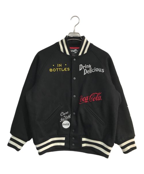 ATMOS LAB（アトモスラボ）ATMOS LAB (アトモスラボ) Coca Cola (コカコーラ) DRINK DELICIOUS VARSITY JACKET ブラック サイズ:Lの古着・服飾アイテム