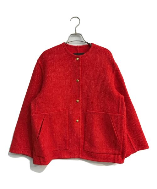 DRAWER（ドゥロワー）Drawer (ドゥロワー) WINTER2 ツイードケヌキジャケット　6522-234-0809 レッド サイズ:36の古着・服飾アイテム