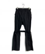 MILK BOYミルクボーイ）の古着「BLACK CLASSIC BONDAGE PANTS　20234116　ボンテージパンツ　ヒップフラップ　ジップデザイン」｜ブラック