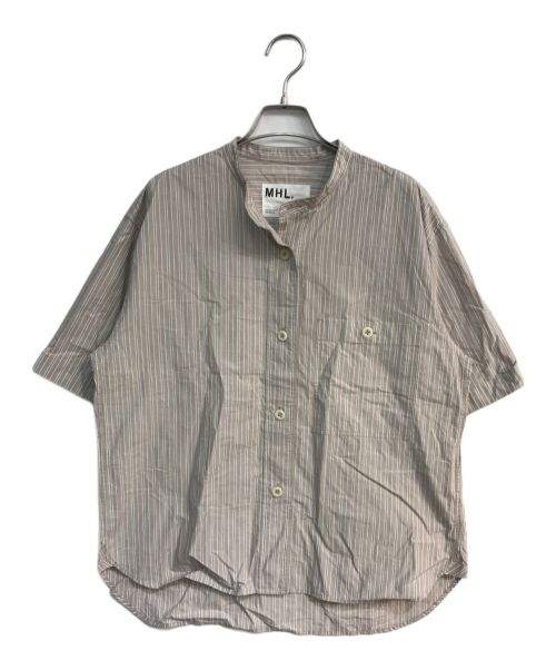 MHL（エムエイチエル）MHL (エムエイチエル) PYJAMA STRIPE COTTON　スタンドカラーシャツ ベージュ サイズ:2の古着・服飾アイテム