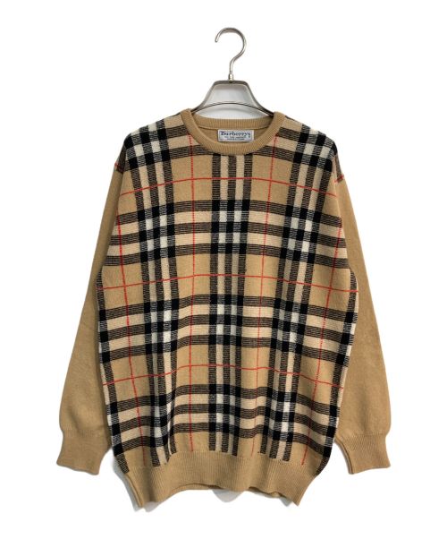 Burberry's（バーバリーズ）Burberry's (バーバリーズ) ノバチェックウールニット　スコットランド製 ベージュ サイズ:42/107の古着・服飾アイテム