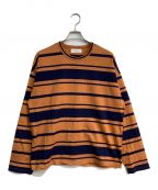 WELLDERウェルダー）の古着「Random stripe long sleeve ボーダーカットソー　WM23SCU04」｜ブラウン×ネイビー