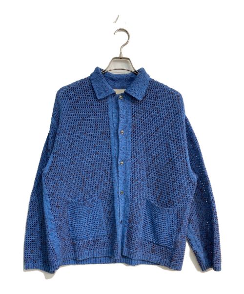 YOKE（ヨーク）YOKE (ヨーク) MESH KNITTED BUTTONED CARDIGAN　メッシュニットカーディガン　	24SS 　YK24SS0676S ブルー サイズ:2の古着・服飾アイテム