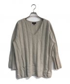 theoryセオリー）の古着「OLIBIA WIDE RIB VNECK PO　01-1401717」｜ベージュ