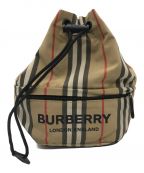 BURBERRYバーバリー）の古着「ノバチェック ハンドポーチ　8026737　巾着」｜ベージュ×ブラック