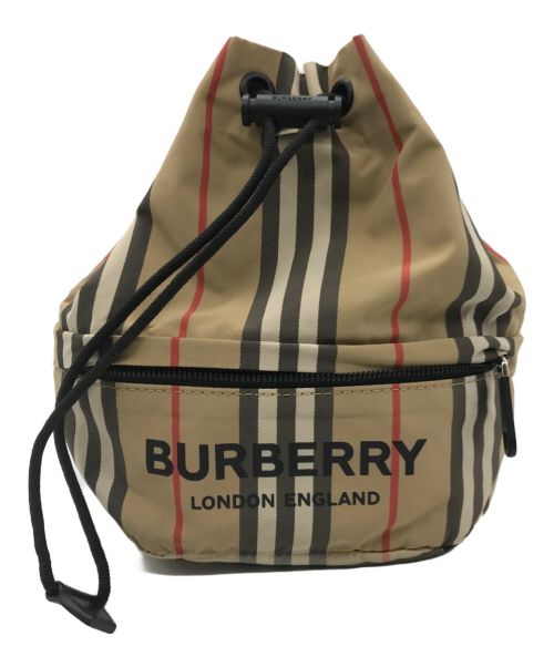 BURBERRY（バーバリー）BURBERRY (バーバリー) ノバチェック ハンドポーチ　8026737　巾着 ベージュ×ブラック サイズ:-の古着・服飾アイテム