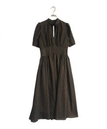 HER LIP TO（ハーリップトゥ）の古着「Striped Midi Dress　HER1908054」｜ブラック×ブラウン