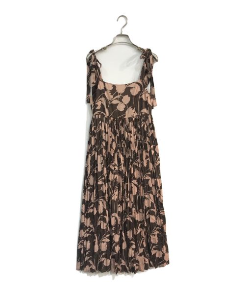 HER LIP TO（ハーリップトゥ）Her lip to (ハーリップトゥ) Floral Pleated Satin Cami Dress　1223305027 ブラウン サイズ:Sの古着・服飾アイテム