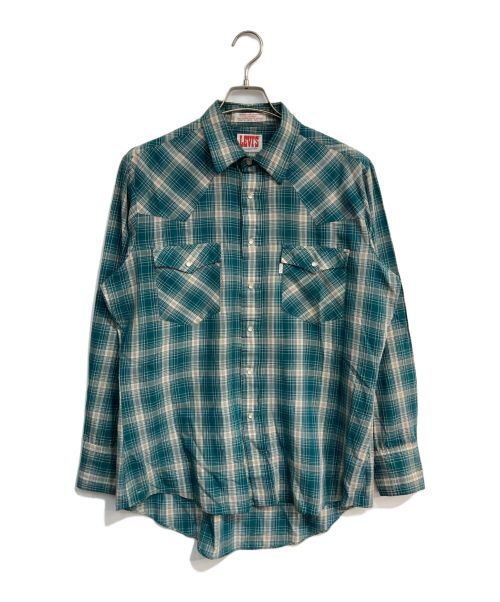 LEVI'S（リーバイス）LEVI'S (リーバイス) チェックシャツ 　ウエスタンシャツ	　70s 　 グリーン サイズ:Lの古着・服飾アイテム