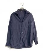 MUSE de Deuxieme Classeミューズ ドゥーズィエム クラス）の古着「silk wash シャツ　23050500402010　スキッパーシャツ」｜ネイビー