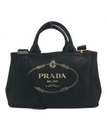 PRADA（プラダ）の古着「カナパ キャンバス 2WAYバッグ　HH-I38-960　ゴールド金具」｜ブラック