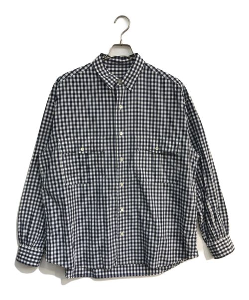 Porter Classic（ポータークラシック）Porter Classic (ポータークラシック) ROLL UP GINGHAM CHECK SHIRT ネイビー×ホワイト サイズ:Lの古着・服飾アイテム