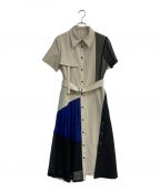UNITED TOKYOユナイテッドトーキョー）の古着「スライドアシメシャツワンピース　143111005」｜ベージュ×ブラック