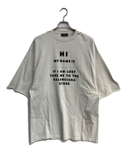 BALENCIAGA（バレンシアガ）BALENCIAGA (バレンシアガ) Hi My Name is ダメージ加工Tシャツ　661715 TKVF1 ベージュ サイズ:XXSの古着・服飾アイテム