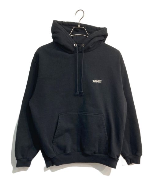 700FILL（セブンハンドレッドフィル）700FILL (セブンハンドレッドフィル) Embroidered Small Payment Logo Hoodie　ロゴ刺繍パーカー ブラック サイズ:Mの古着・服飾アイテム