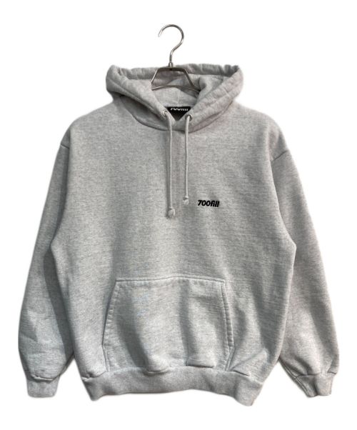 700FILL（セブンハンドレッドフィル）700FILL (セブンハンドレッドフィル) Embroidered Small Payment Logo Hoodie　ロゴ刺繍パーカー グレー サイズ:Mの古着・服飾アイテム