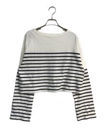 EVERYDAY I LIKE.（エヴリデイ アイ ライク）の古着「Cropped Stripe Tシャツ　23070500804010」｜ホワイト×ブラック