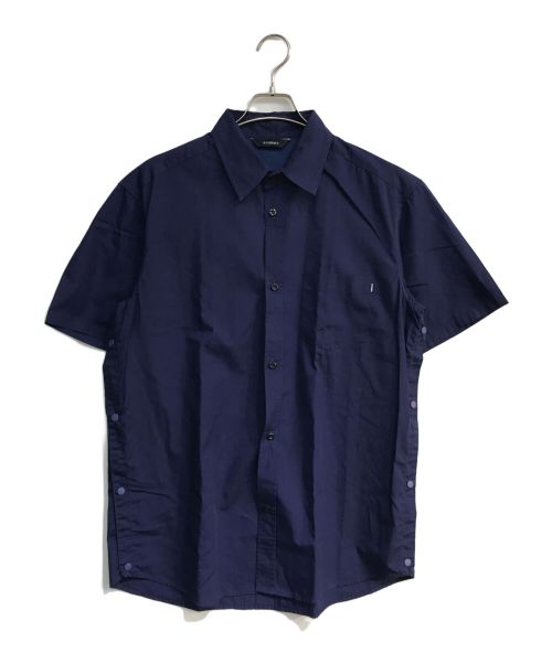 stussy（ステューシー）stussy (ステューシー) サイドスナップシャツ 	USA製  ネイビー サイズ:XLの古着・服飾アイテム