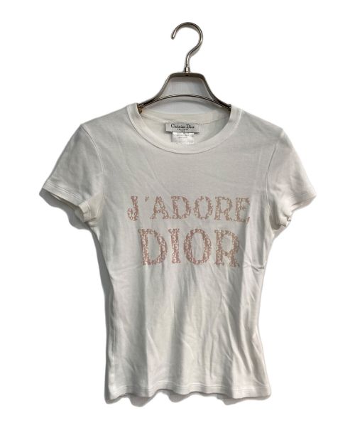 Christian Dior（クリスチャン ディオール）Christian Dior (クリスチャン ディオール) J'ADORE DIOR ロゴTシャツ　トロッター柄　4P16155207 ホワイト サイズ:38の古着・服飾アイテム