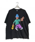 stussyステューシー）の古着「PEACE PROSPERITY T-SHIRT」｜ブラック