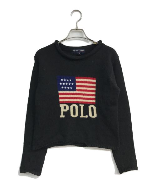 POLO SPORT（ポロスポーツ）POLO SPORT (ポロスポーツ) 星条旗ロゴニット ブラック サイズ:Mの古着・服飾アイテム