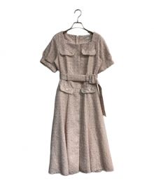 HER LIP TO（ハーリップトゥ）の古着「Classic Tweed Belted Dress 1222305051」｜ピンク