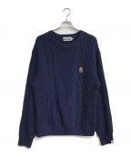 A BATHING APEアベイシングエイプ）の古着「Head One Point Sweater　001KNJ801004M　ケーブルニット」｜ネイビー