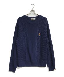 A BATHING APE（アベイシングエイプ）の古着「Head One Point Sweater　001KNJ801004M　ケーブルニット」｜ネイビー