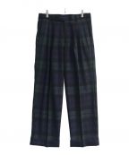 MARKAWAREマーカウェア）の古着「DOUBLE PLEATED CLASSIC WIDE TROUSERS ORGANIC WOOL TROPICAL」｜グリーン×ネイビー