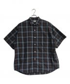 STEVEN ALANスティーブンアラン）の古着「RETRO/CHECK REGULAR COLLAR SHORT SLEEVE SHIRT　8116-218-0284　LOOSE FIT　」｜ブルー×ブラウン