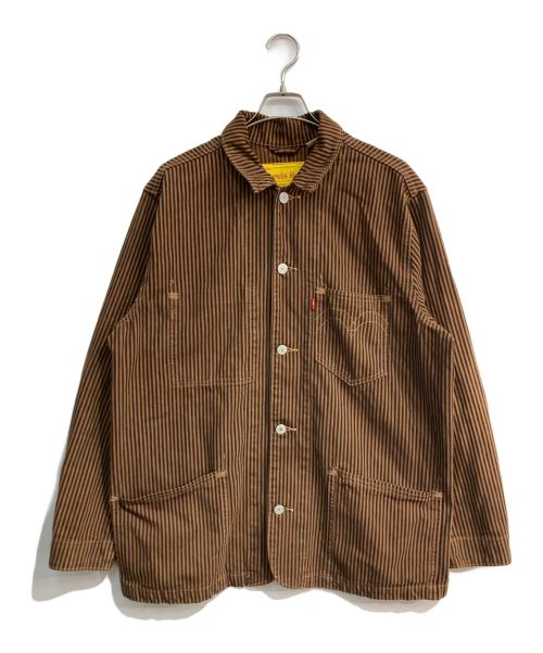 LEVI'S RED（リーバイス レッド）LEVI'S RED (リーバイス レッド) カバーオール　PC9-A0146-0002　エンジニアドコート　ストライプ ブラウン サイズ:Lの古着・服飾アイテム