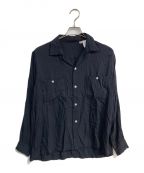 ARP GABANAROエーアールピー ガバナロ）の古着「Rayon Gabardine Loop Collar Shirt　GABANARO Collection」｜ブラック