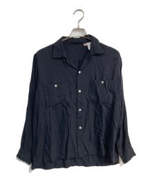 ARP GABANARO（エーアールピー ガバナロ）の古着「Rayon Gabardine Loop Collar Shirt　	GABANARO Collection 」｜ブラック