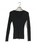 theoryセオリー）の古着「Wooster Crepe Knit Vneck Rib PO　01-4101716」｜ブラック