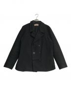 FRANK LEDERフランクリーダー）の古着「DEUTSCHLEDER P JACKET　0422083　ジャーマンレザー　Pコート　0422083　」｜ブラック