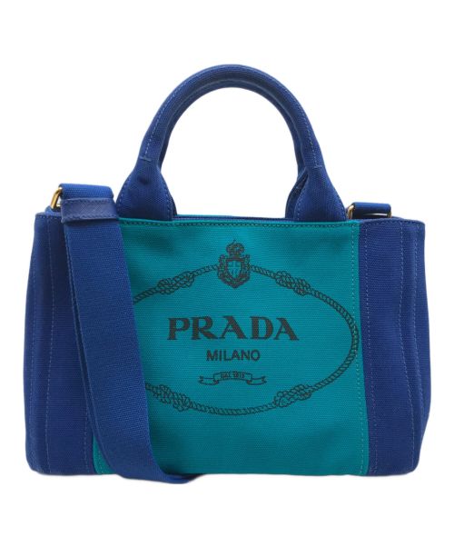 PRADA（プラダ）PRADA (プラダ) CANAPA 2WAYミニトートバッグ ブルー×グリーン サイズ:-の古着・服飾アイテム