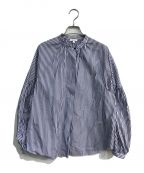 ENFOLDエンフォルド）の古着「VOLUME ARM BLOUSE　23AW　300GA230-2110」｜ホワイト×ブルー