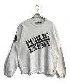 UNDERCOVER×SUPREME×PUBLIC ENEMYアンダーカバー×シュプリーム×パブリック エネミー）の古着「Crewneck Sweatshirt クルーネックスウェットシャツ 18SS」｜ホワイト