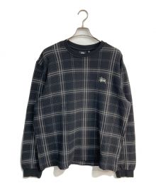 stussy（ステューシー）の古着「チェック柄サーマルカットソー」｜ブラック